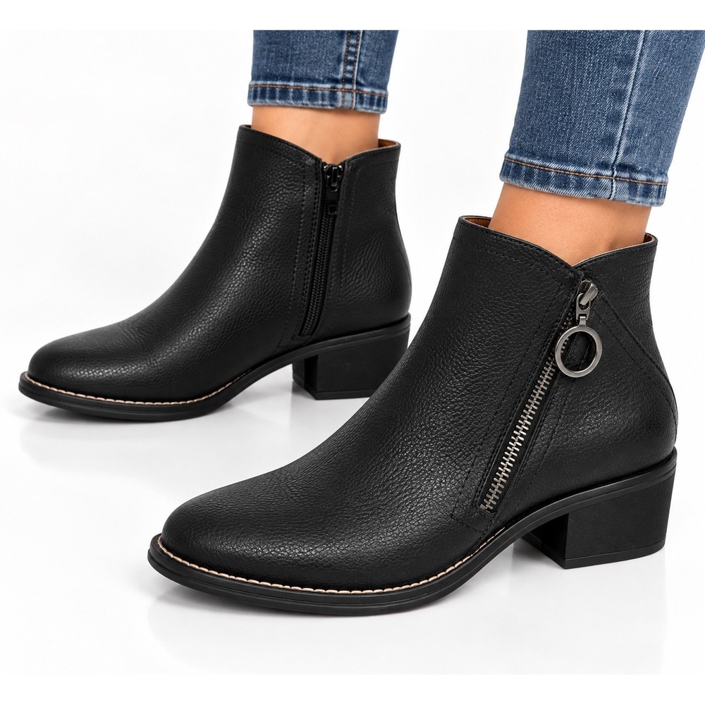 White Mountain Altering Women's Black Ankle Boots Size 8.5 M Side Zip New in Box